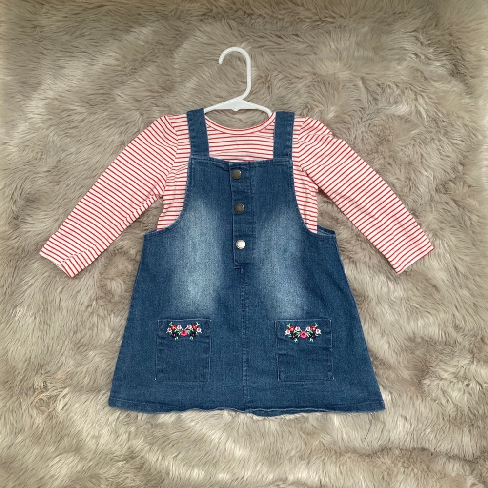Long Sleeve and Denim Jumper Set